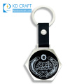 High quality custom metal diamond shaped silver plated detachable car logo keychain with leather strap